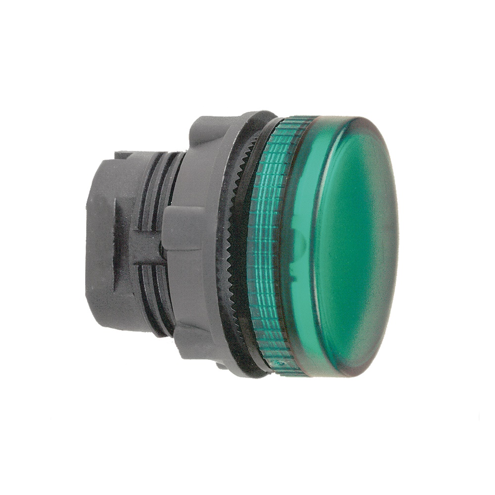 Testa lampada spia Ø22 - circolare - gemme striate verde- per LED universale