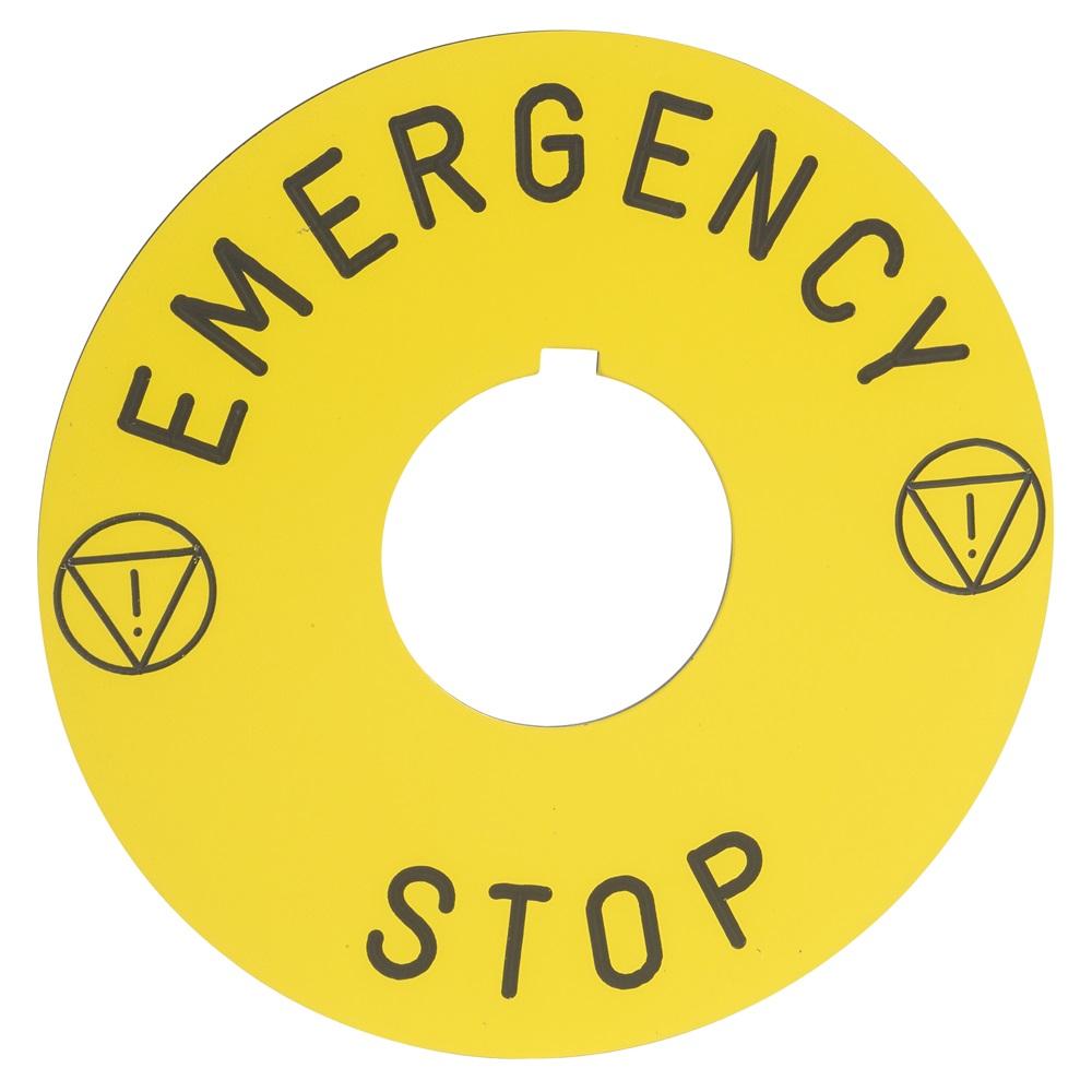 Etichetta gialla emergency stop