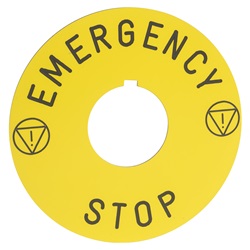 Etichetta gialla emergency stop
