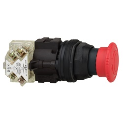 Emergency stop push button, Harmony 9001K, metal, mushroom 40mm, red, 30mm, 2 positions, turn to release, 2 C/O