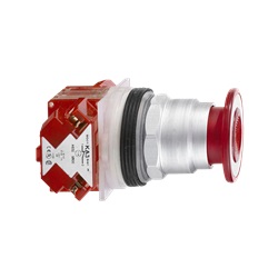 Pulsante Ø30 - lunetta metallo - testa a fungo Ø41mm - rosso - 3 posizioni - 2NC