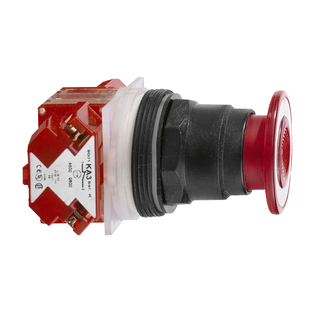 Pulsante luminoso Ø30 - testa a fungo Ø42mm - rosso - 2 POS TIRARE - 1NC