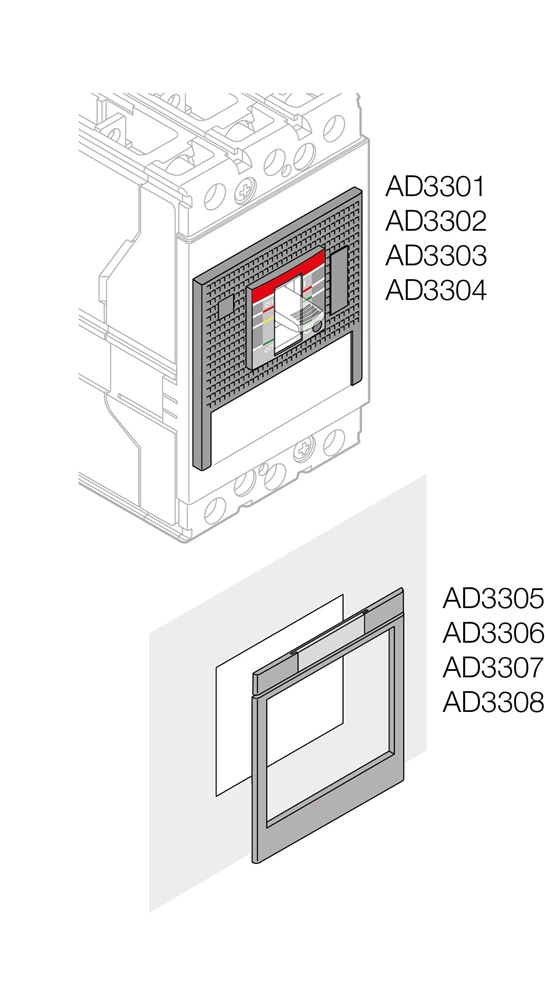 Placca lucida XT4 3 poli montaggio su piastra per applicazioni elettriche