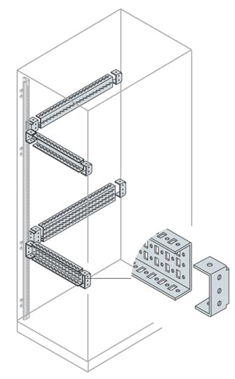 Traverse scatolate acciaio H48 L800 supporto quadri elettrici industriali