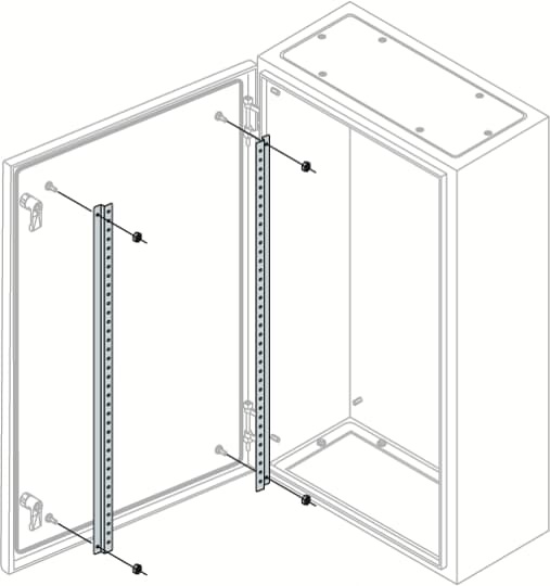 Profili porta elettrici 2 pezzi altezza 800 mm colore grigio chiaro per quadri e armadi