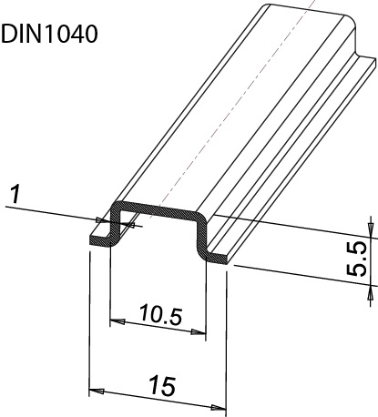 Profilo DIN passivato 15x5 mm guida non forata acciaio per applicazioni elettriche industriali