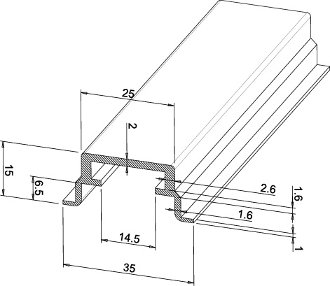 Profilo DIN alluminio estruso 35x1 mm simmetrico per montaggi elettrici industriali e domestici