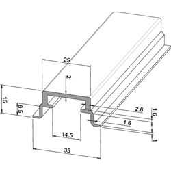 Profilo DIN alluminio estruso 35x1 mm simmetrico per montaggi elettrici industriali e domestici