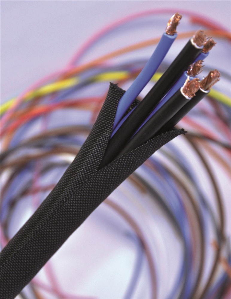 Guaina apribile in poliestere V0 nera diametro 8 mm protezione cavi elettrici industriale