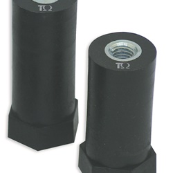 Isolatore colonnina PA66 nero V0 H65 mm M8 D30 per installazioni elettriche robuste