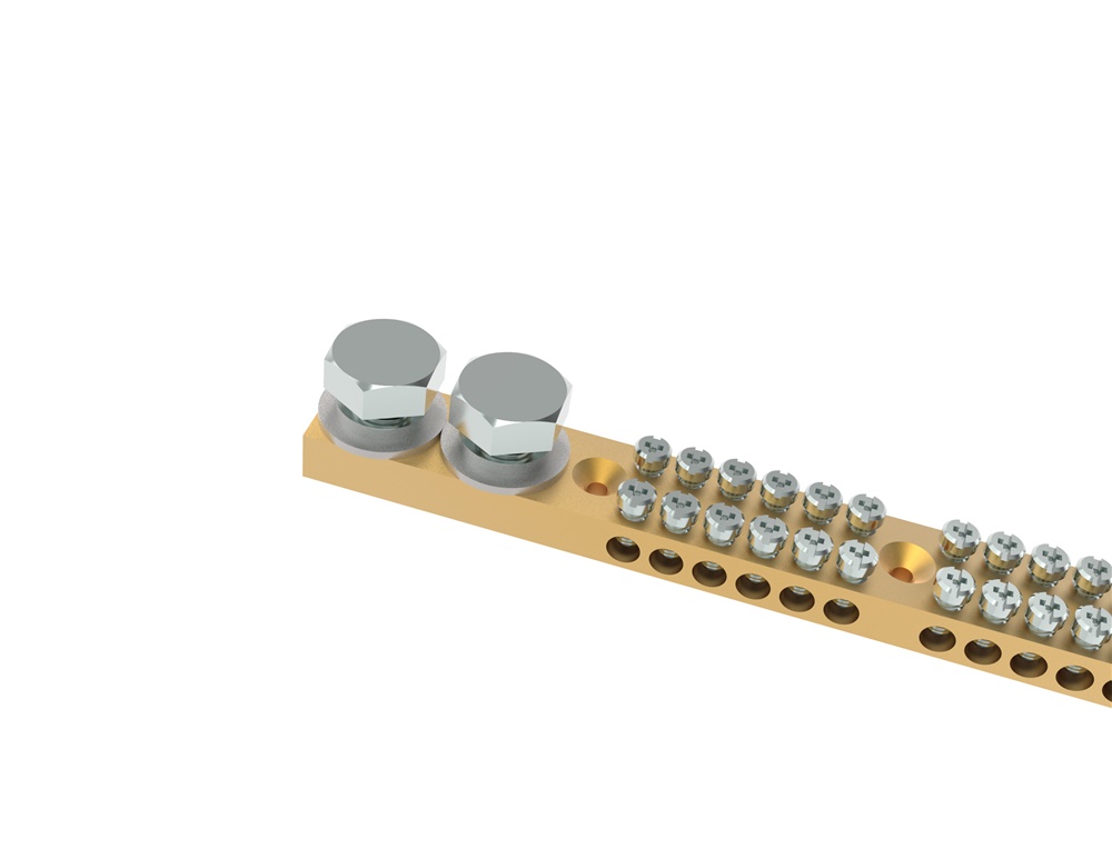 Morsettiera messa a terra ottone 2x24 fori doppia connessione installazioni elettriche