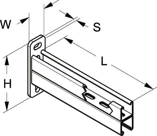 Mensola doppia in acciaio 41x41 cm profilo Z.C. supporto dispositivi elettrici industriale
