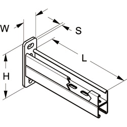 Mensola doppia in acciaio 41x41 cm profilo Z.C. supporto dispositivi elettrici industriale