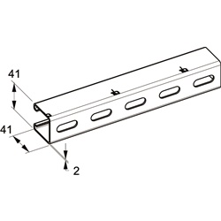 Profilo zincato caldo 41x41 mm spessore 2 mm lunghezza 3 m per installazioni elettriche