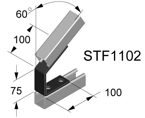 Staffa angolare 30°+90° zincata a caldo acciaio per montaggio apparecchiature elettriche
