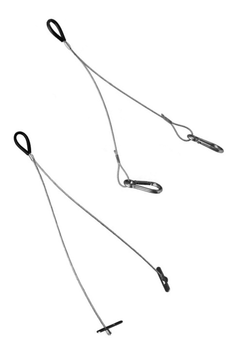 Kit cavo supporti a Y 300mm con terminale a moschettone silver per connessioni elettriche sicure e resistenti