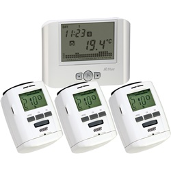 Kit cronotermostato Mithos RF bianco + 3 attuatori ThermoPro RF controllo remoto riscaldamento casa senza fili