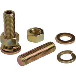 Vite senza testa grano M6 zincata completa di dadi rondelle piane elastiche per assemblaggi elettrici