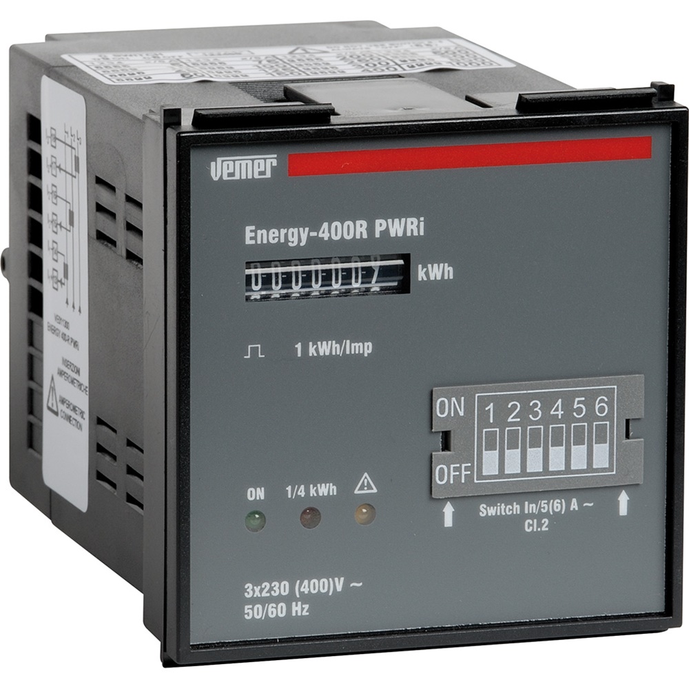Contatore energia trifase ENERGY-400 PWRI 72x72mm 400V uscita impulsi per monitoraggio remoto