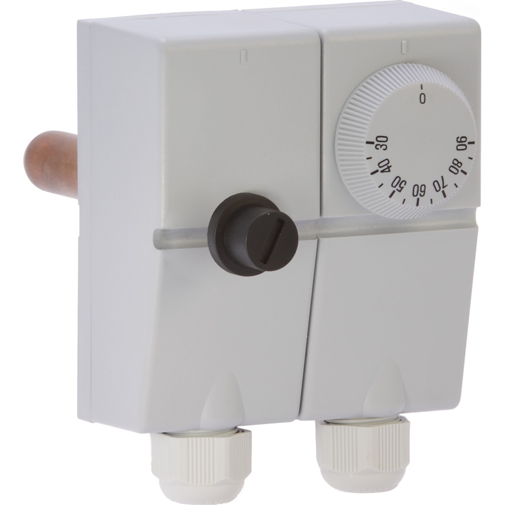 Doppio termostato meccanico regolabile con temperatura sicurezza per caldaie e pompe