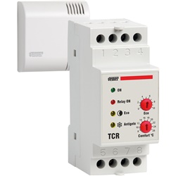 TCR Termostato ambiente 2DIN con ingressi digitali per controllo riscaldamento e sonda temperatura parete inclusa