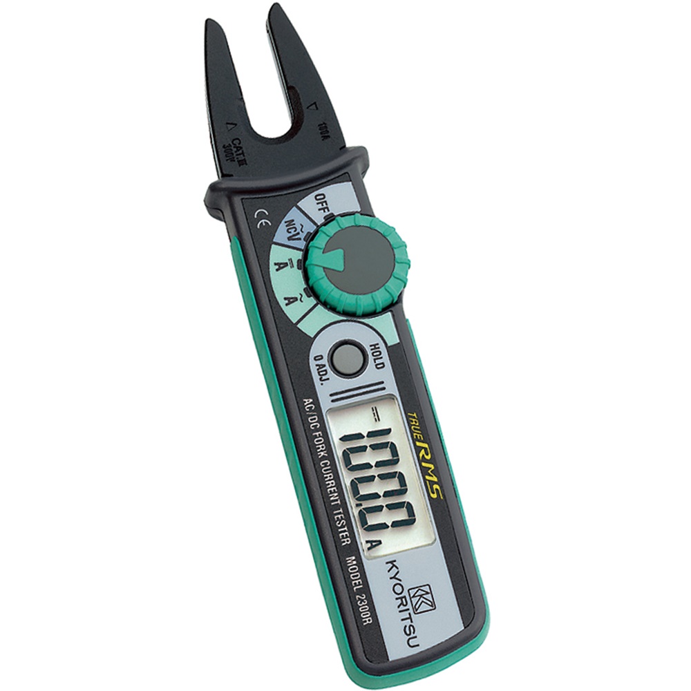 Pinza amperometrica digitale 2300R TRMS 100A AC/DC con ganasce aperte e display LCD retroilluminato per misure elettriche precise fino a 10 mm di diametro