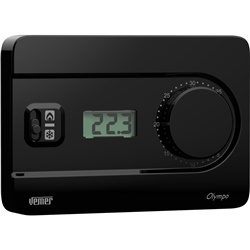 Termostato parete OLYMPO LCD 230 V nero con manopola regolazione temperatura display digitale ambientale
