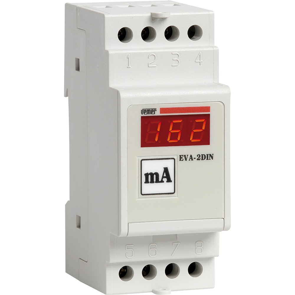 Amperometro digitale barra DIN monofase 115/230VAC display LED rosso leggibile