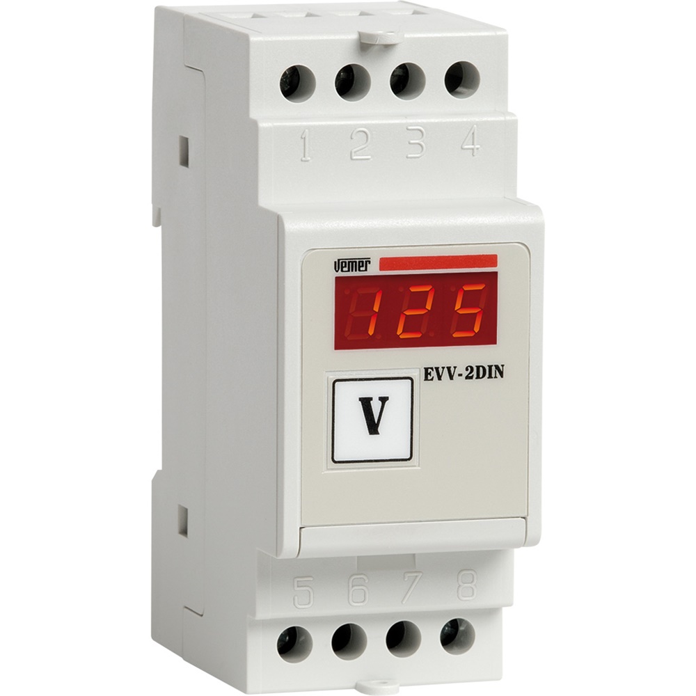 Voltmetro digitale barra DIN 10VCC 115/230VAC display LED rosso lettura a distanza