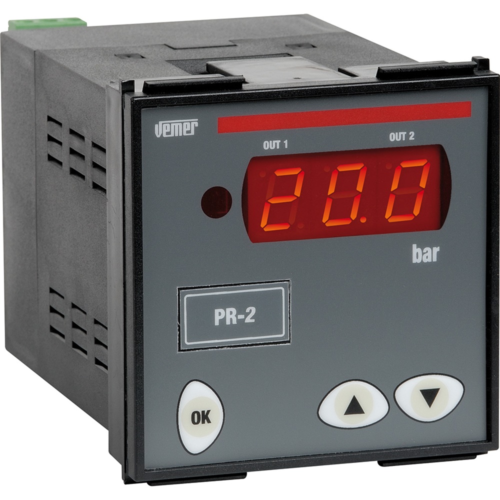Regolatore pressione digitale PR-2P7A 24/230 VAC con ingresso sonda e display LED rosso per controllo diretto e inverso