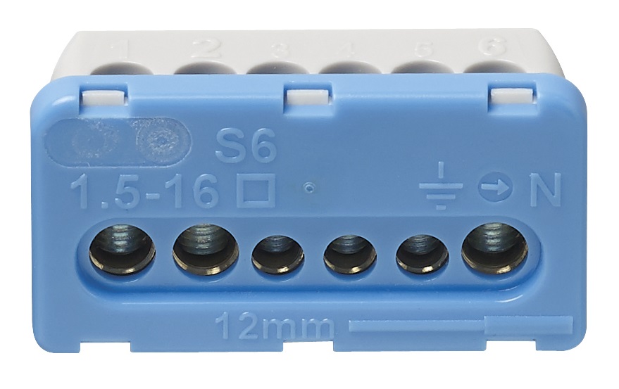 Morsettiera 6 fori centr. estetico blu