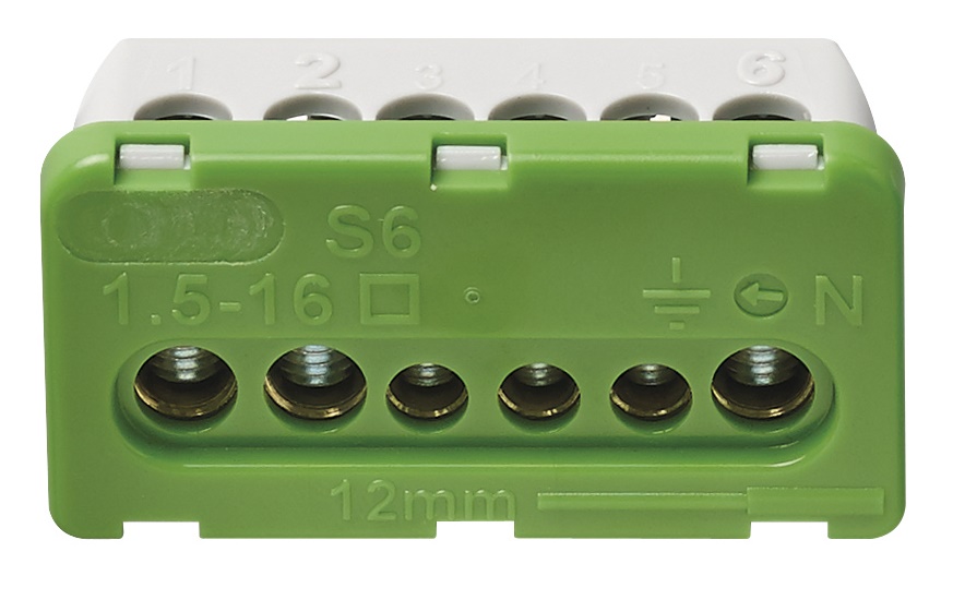 Morsettiera 6 fori vite removibile verde per centralino connessione cavi 1,5-16 mm²