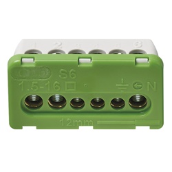 Morsettiera 6 fori vite removibile verde per centralino connessione cavi 1,5-16 mm²