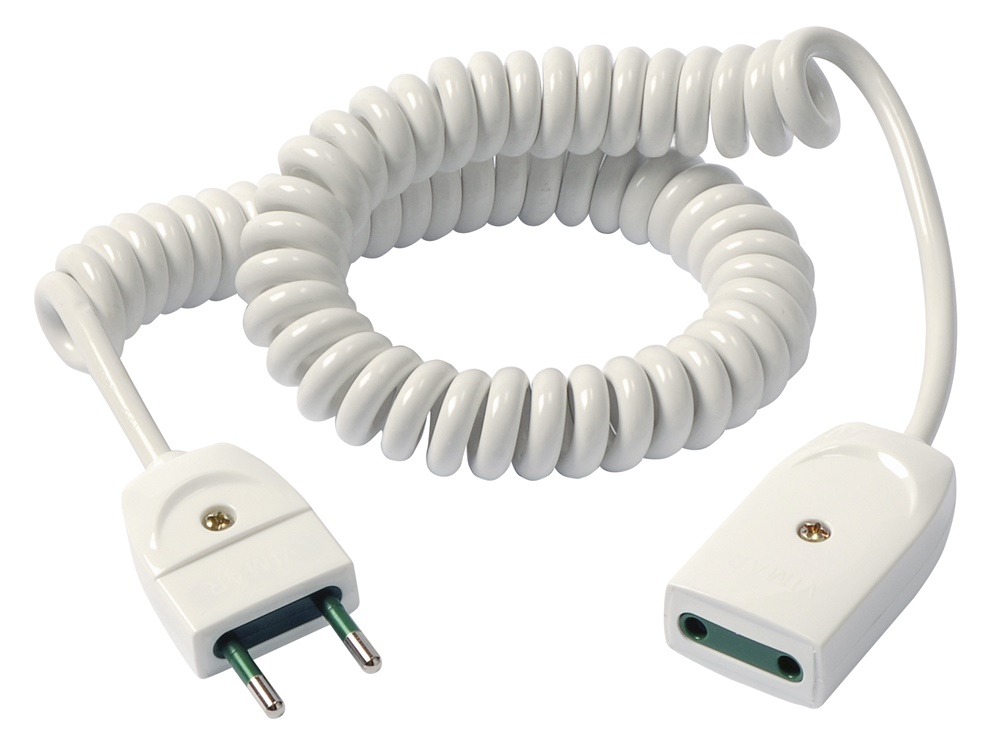 Cavo prolunga estensibile 3m 2x0,75 mm² bianco alimentazione apparecchi classe II
