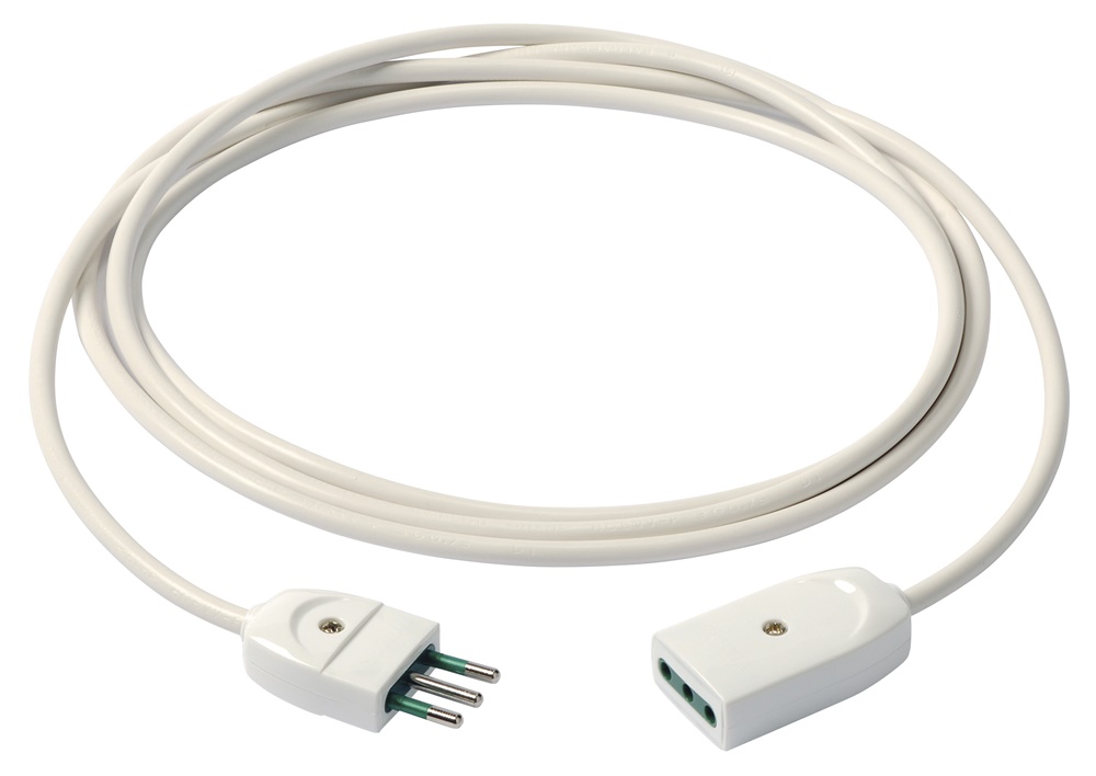 Cavo prolunga 3G0,75 mm² 3 metri bianco con spina e presa standard italiano S11 P11 uso domestico