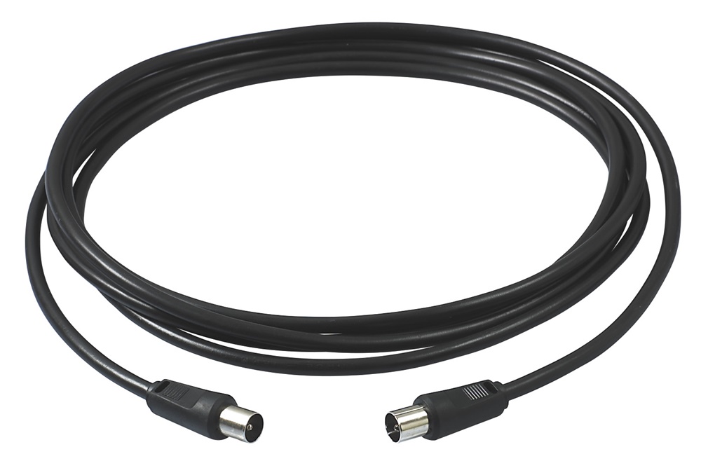 Cordone prolunga TV 2m cavo coassiale nero connettori maschio-femmina 75Ω