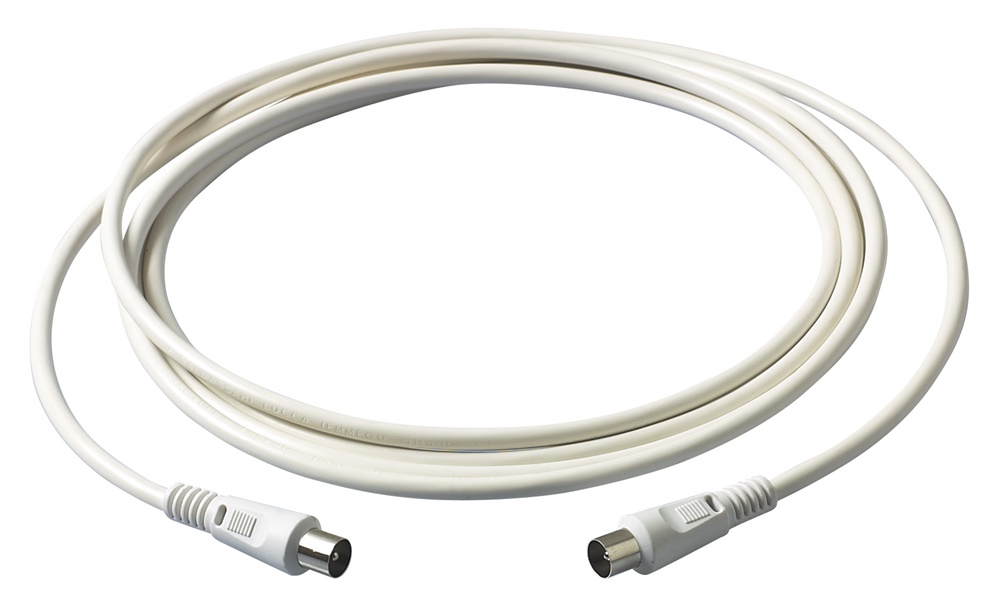 Cordone prolunga TV 2m cavo coassiale 75Ω connettori maschio-femmina bianco