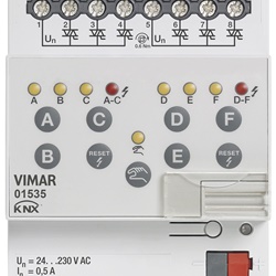 Attuatore elettrovalvole 6 uscite 230V KNX guida DIN per comando locale