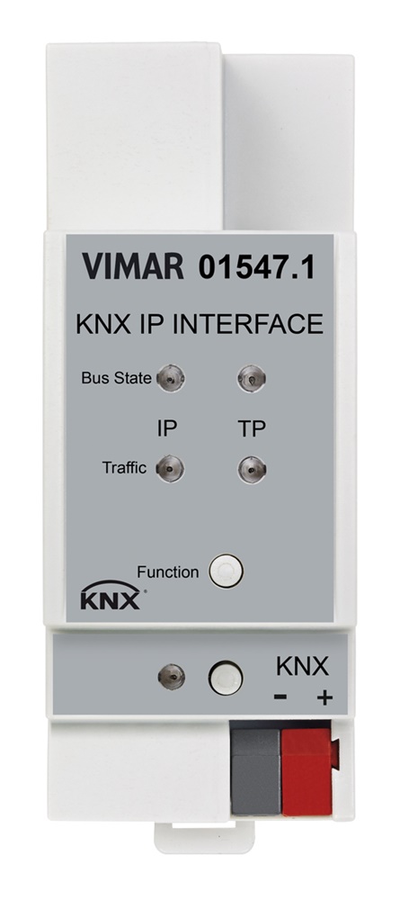 Interfaccia IP KNX installazione su guida DIN 2 moduli 17,5 mm controllo domotica