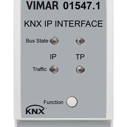 Interfaccia IP KNX installazione su guida DIN 2 moduli 17,5 mm controllo domotica