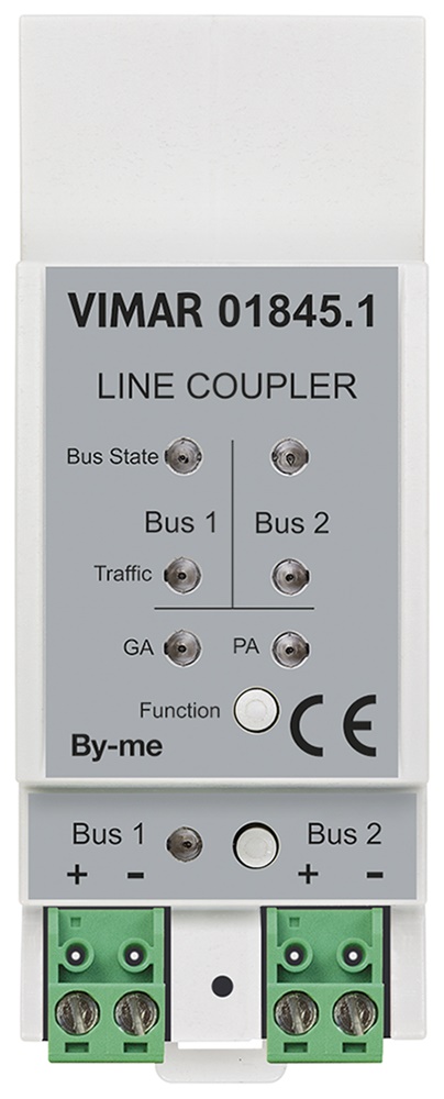Accoppiatore linea domotico guida DIN 2 moduli 17,5 mm installazione professionale