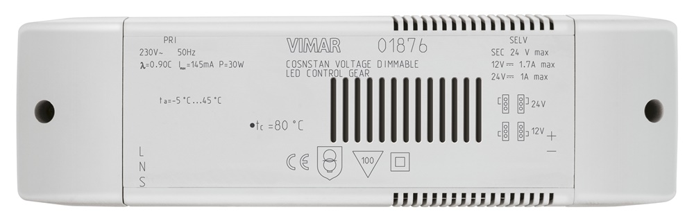 Alimentatore elettronico 230V 50Hz multitensione per moduli LED RGB 12/24Vdc regolabile