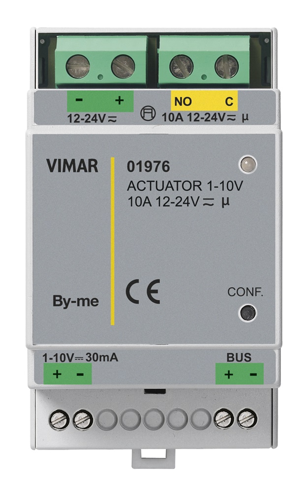 Attuatore 1-10Vdc LED 30mA 12-24V Relè 10A Installazione DIN Marine
