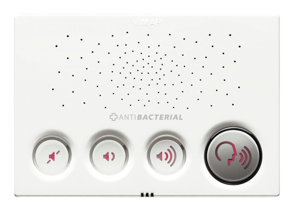 Modulo fonico antibatterico 4 pulsanti regolazione musica comunicazione vocale installazione parete bianco