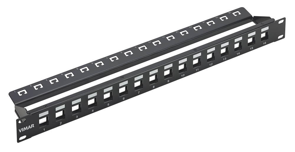 Pannello permutazione 19” 16 porte vuote 1U per rack networking