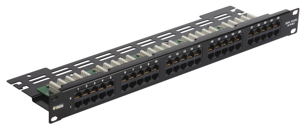 Pannello permutazione 19 1U 50 connettori RJ45 telefonico morsetti isolamento 110