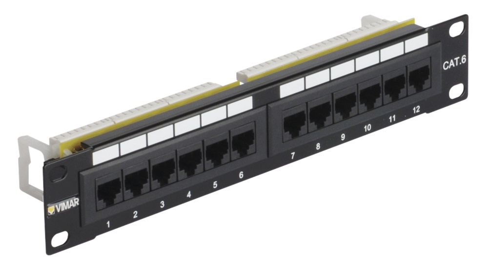 Pannello permutazione 10in 12 connettori RJ45 Cat6 UTP cablaggio universale 1U rack
