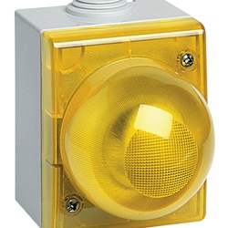 Segnalatore luminoso IP55 diffusore giallo per lampada tubolare E14 10W parete