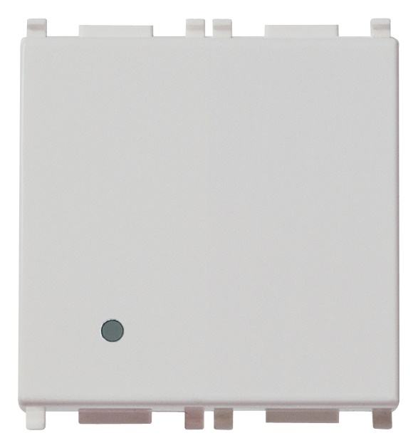 Pulsante 1P NO 10A 250V illuminabile tasto sostituibile 2 moduli Silver