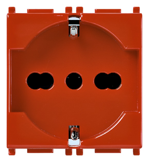 Presa 2P+T 16A universale antibatterica rossa 2 moduli standard italiano